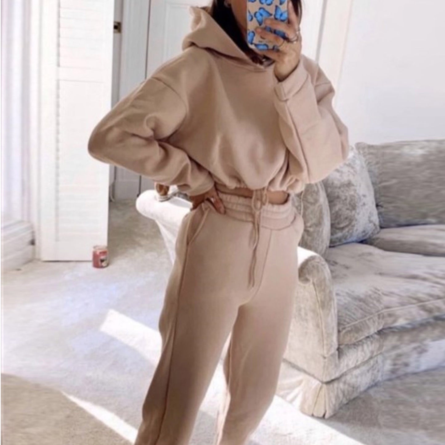 2-Piece Jogging Suit for Women – Long Sleeve Hoodie & Sweatpants Set