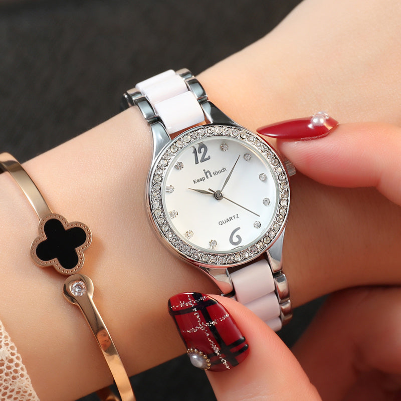Luxury Women’s Quartz Watch – Elegant Diamond Wristwatch with Gift Box