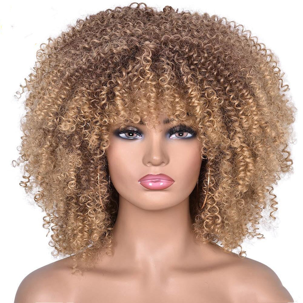 Short Curly Wig for Women – 14-Inch Synthetic Hair, European & American Style