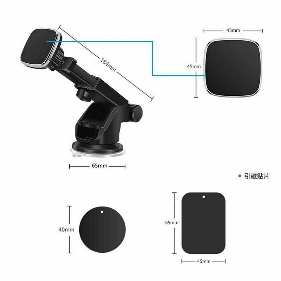 Magnetic Car Phone Mount with Suction Cup – 360° Adjustable Dashboard & Windshield Holder