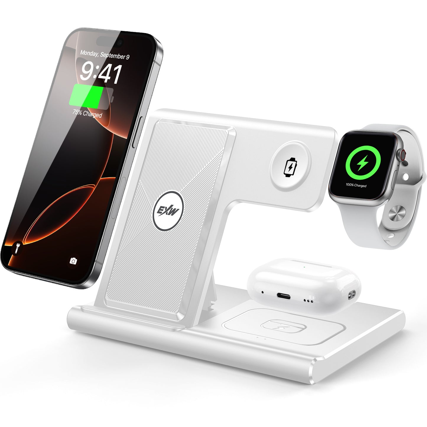 3-in-1 Foldable Wireless Charging Station for iPhone, Apple Watch & AirPods – 15W Fast Charger