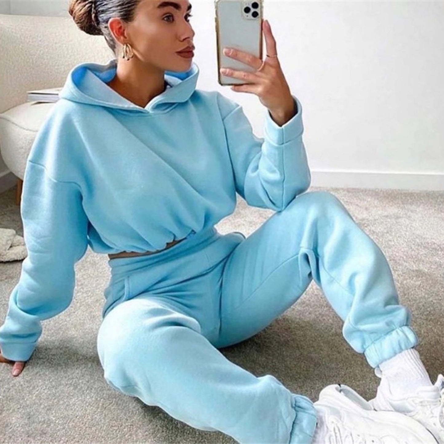2-Piece Jogging Suit for Women – Long Sleeve Hoodie & Sweatpants Set