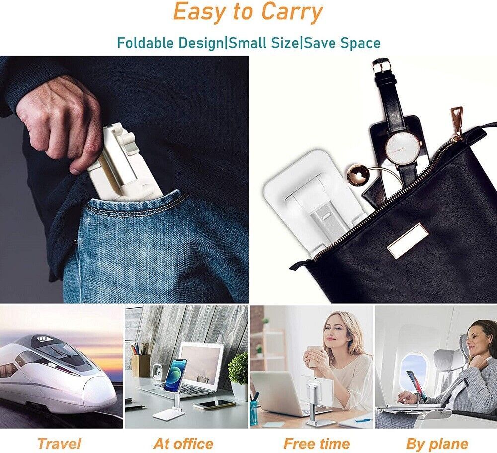 Foldable Desktop Phone & Tablet Stand – Adjustable Holder for iPhone, iPad & Android