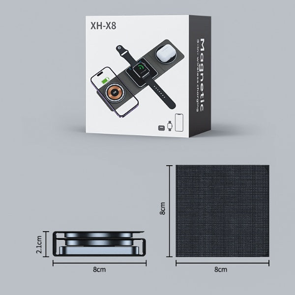 3-in-1 Magnetic Foldable Wireless Charger for iPhone, Apple Watch & AirPods