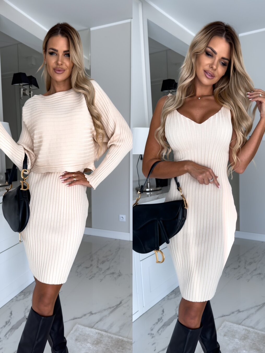 2-Piece Women’s Long Sleeve Top & Bodycon Skirt Set – Fall/Winter Outfit
