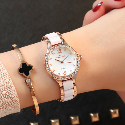 Luxury Women’s Quartz Watch – Elegant Diamond Wristwatch with Gift Box