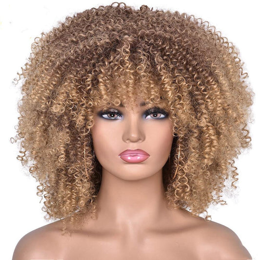 Short Curly Wig for Women – 14-Inch Synthetic Hair, European & American Style