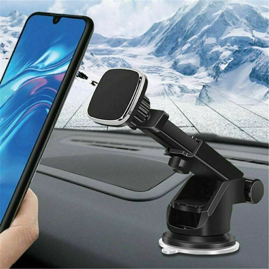 Magnetic Car Phone Mount with Suction Cup – 360° Adjustable Dashboard & Windshield Holder
