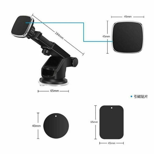 Magnetic Car Phone Mount with Suction Cup – 360° Adjustable Dashboard & Windshield Holder