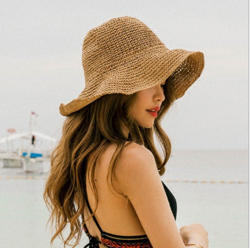 Foldable Wide Brim Straw Sun Hat – Summer Beach Hat for Women
