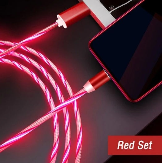 Magnetic LED Charging Cable for iPhone, Android & Type-C – 360° Flowing Light