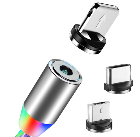 Magnetic LED Charging Cable for iPhone, Android & Type-C – 360° Flowing Light
