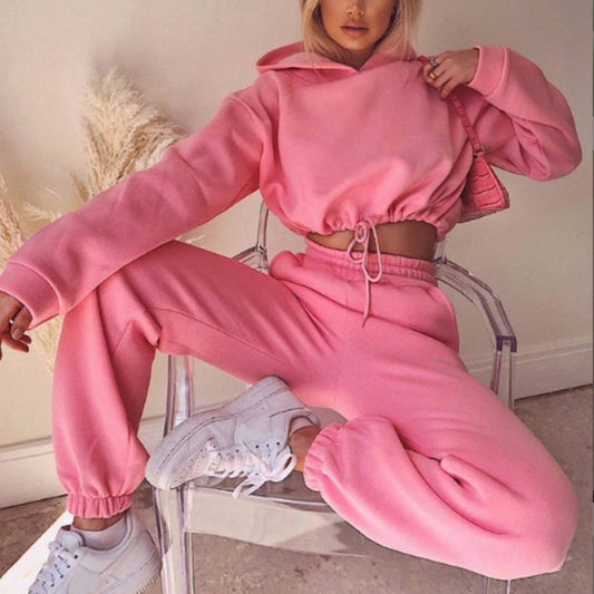 2-Piece Jogging Suit for Women – Long Sleeve Hoodie & Sweatpants Set