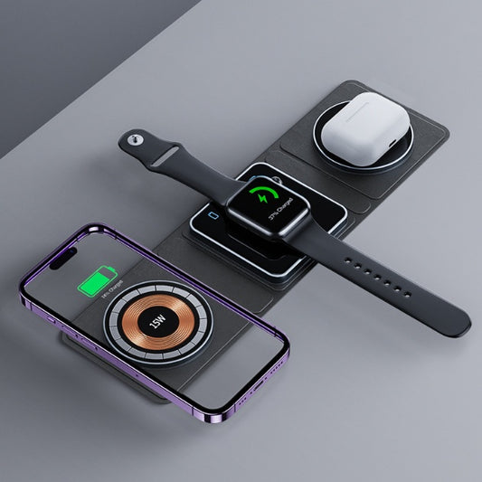 3-in-1 Magnetic Foldable Wireless Charger for iPhone, Apple Watch & AirPods